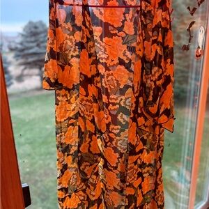 LuLaRoe Floral Kimono with Orange and Black